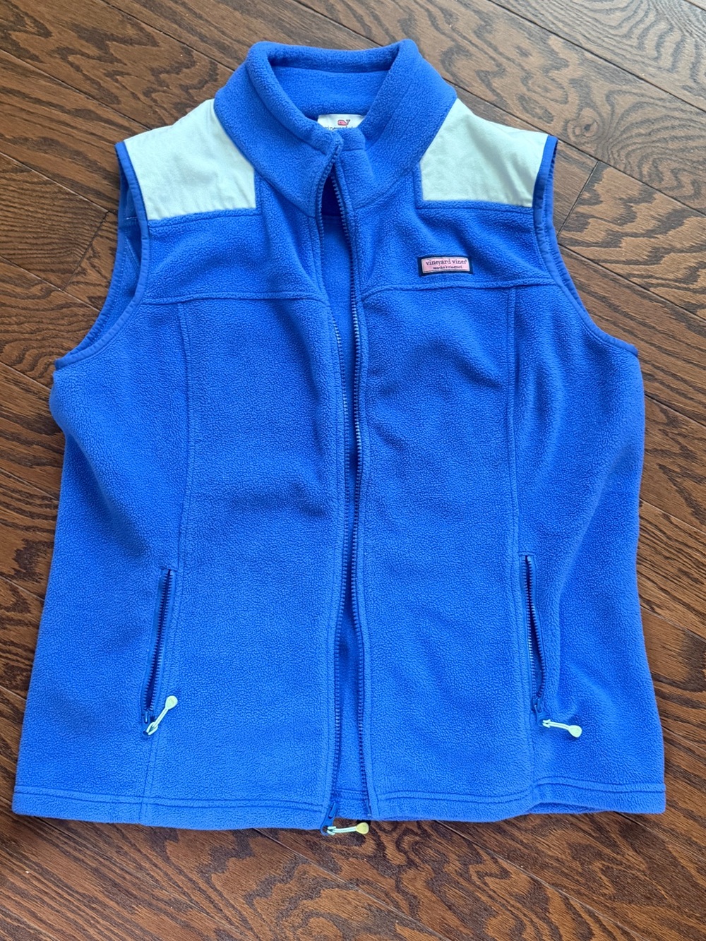 Vineyard Vines Bright Blue Fleece Vest with Light Shoulder Panels